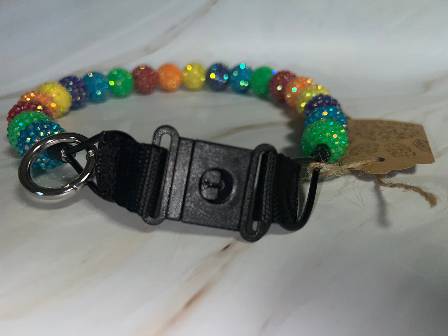 Large Rainbow Beaded Dog Collar