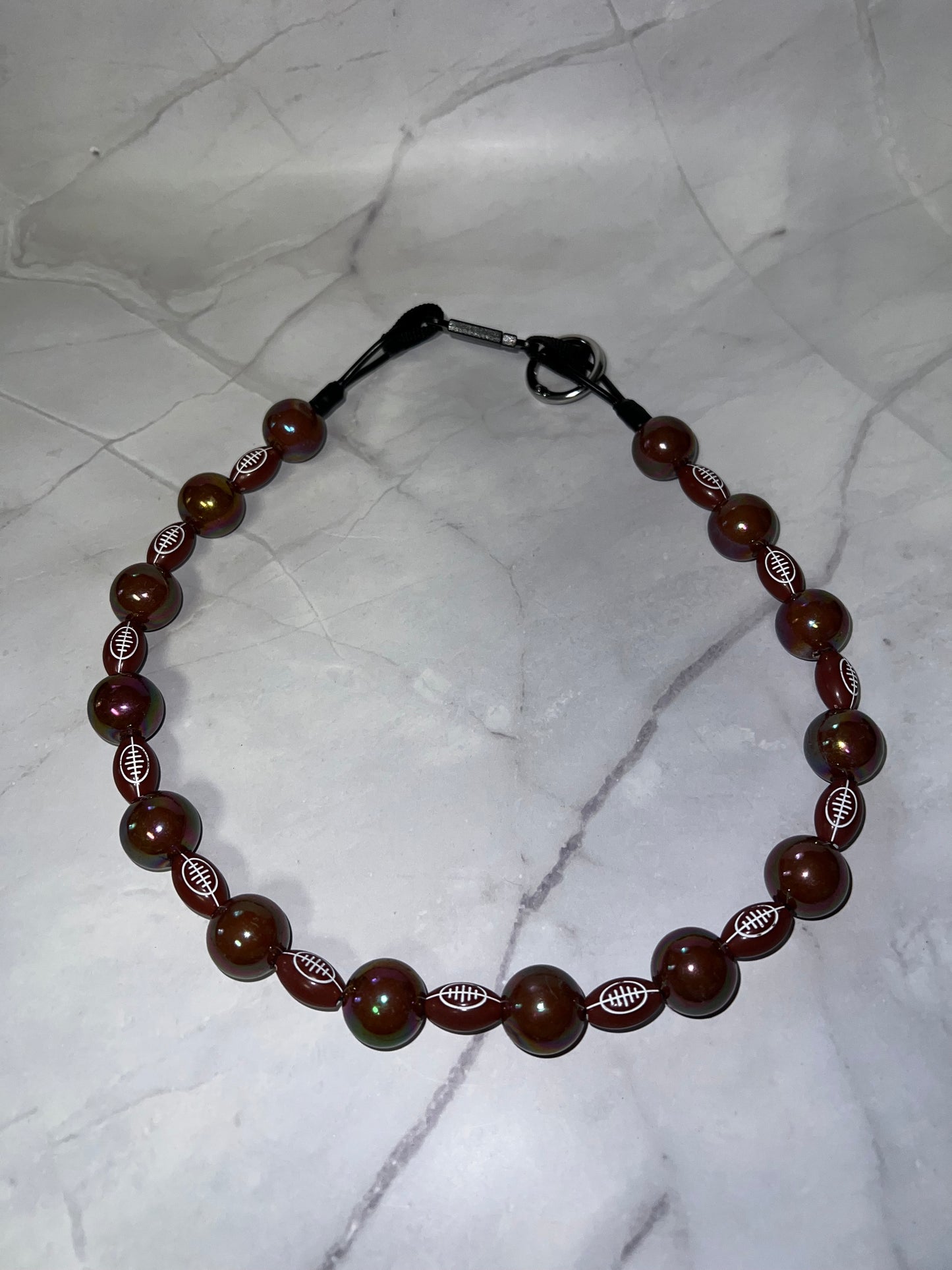 X-Large Football Beaded Dog Collar