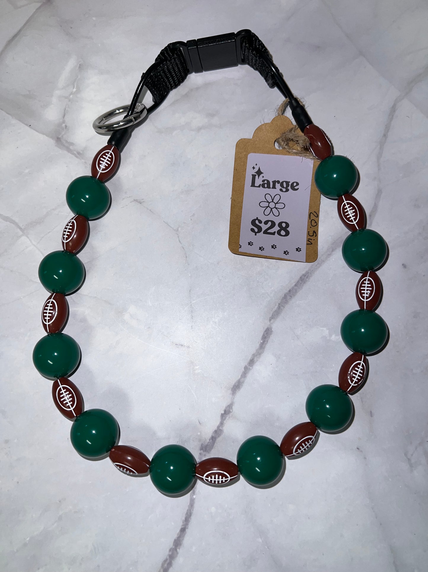 Football Beaded Dog Collar