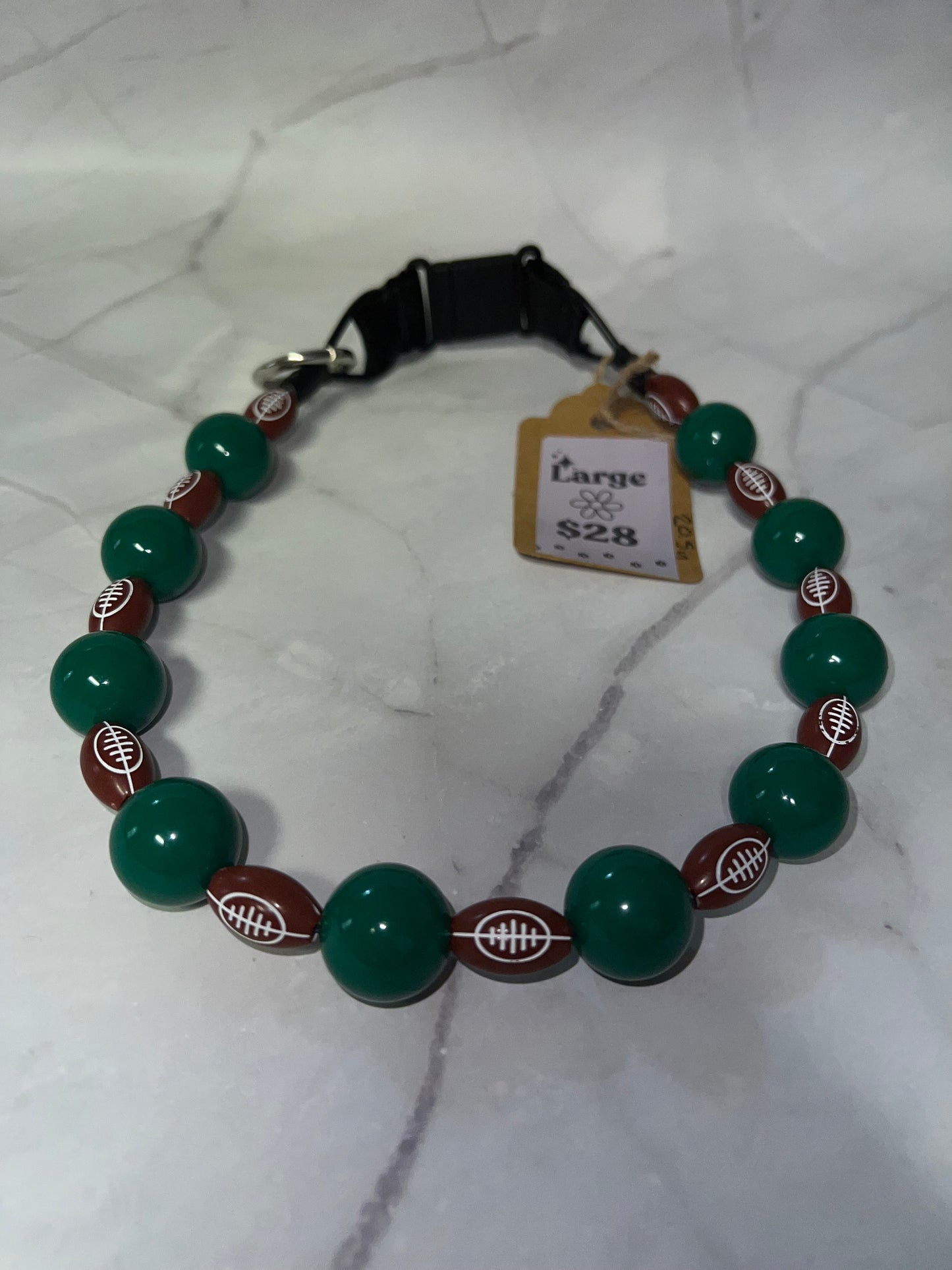 Football Beaded Dog Collar