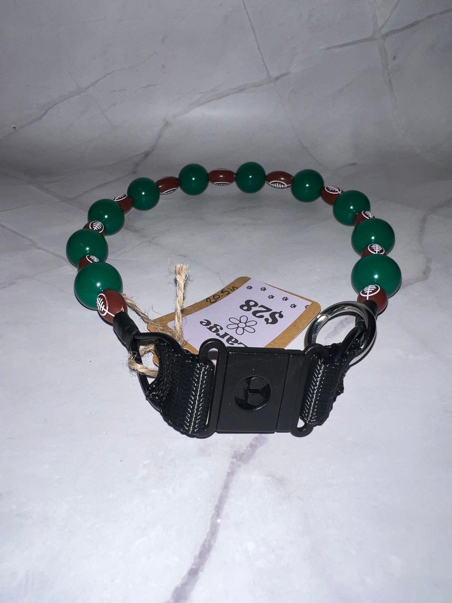 Football Beaded Dog Collar