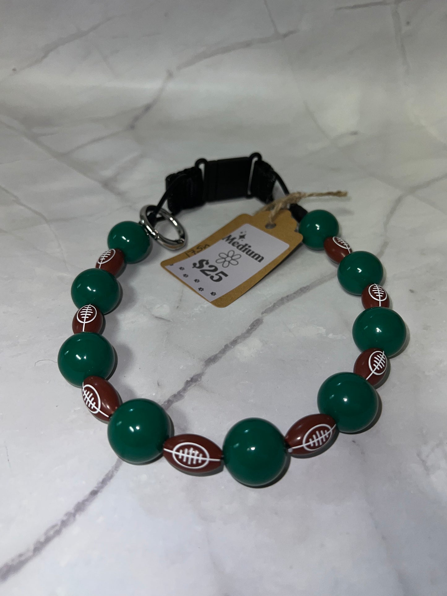 Football Beaded Dog Collar