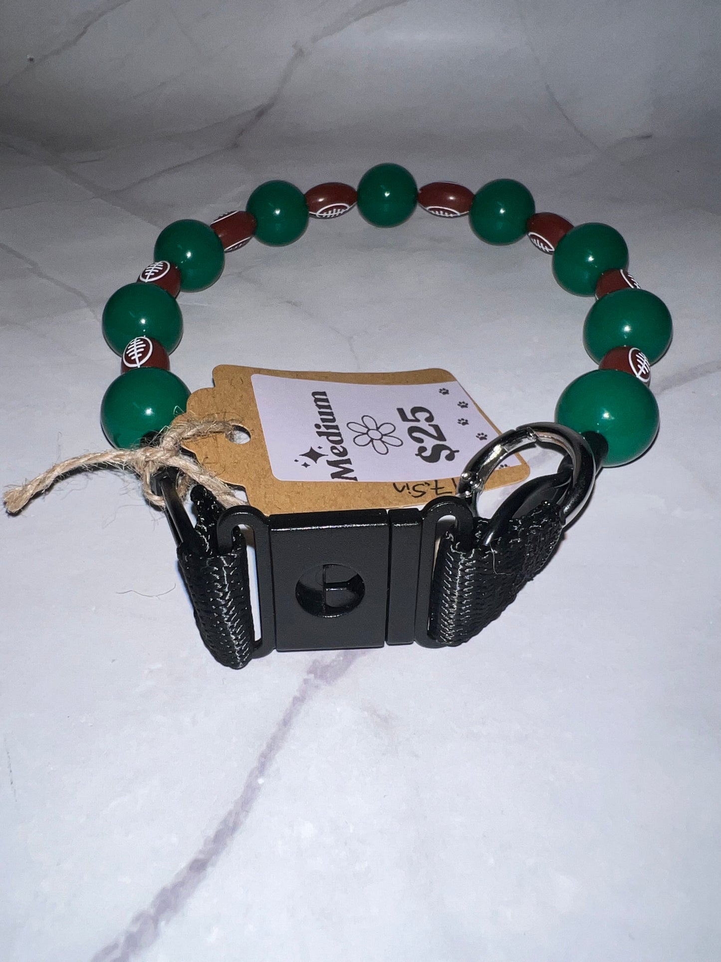 Football Beaded Dog Collar