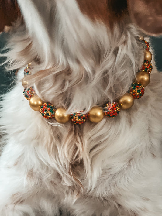 Christmas Large Beaded Dog Collar