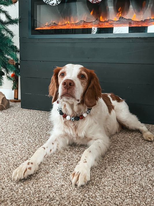 Christmas Large Beaded Dog Collar