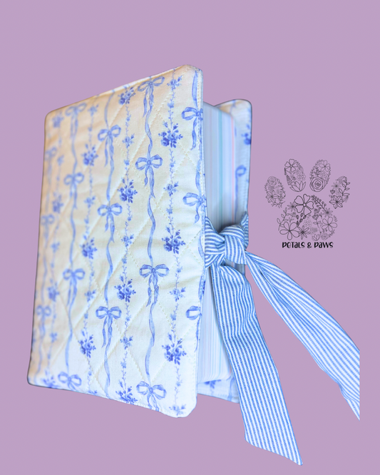 Blue Bow Quilted Bible Cover
