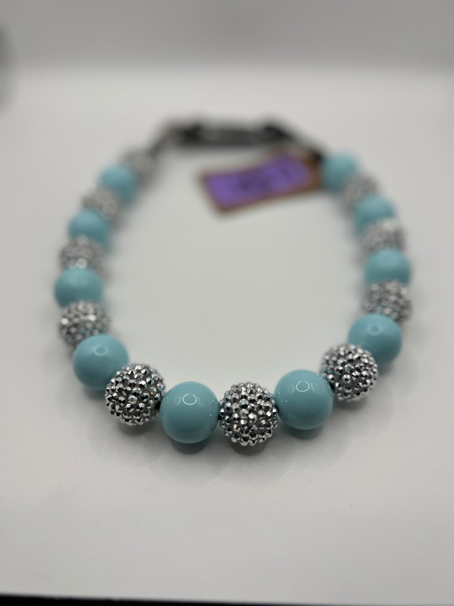 Silver Blue Beaded Collar