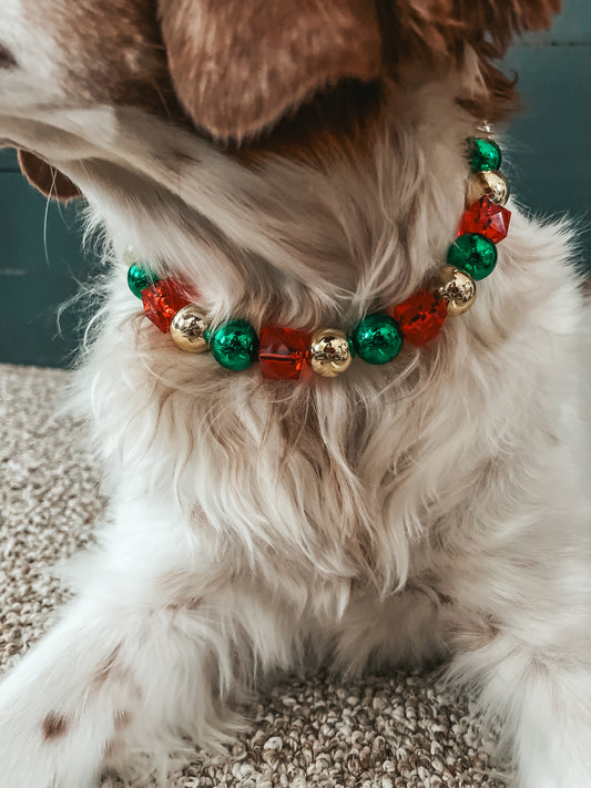 Christmas Large Beaded Dog Collar