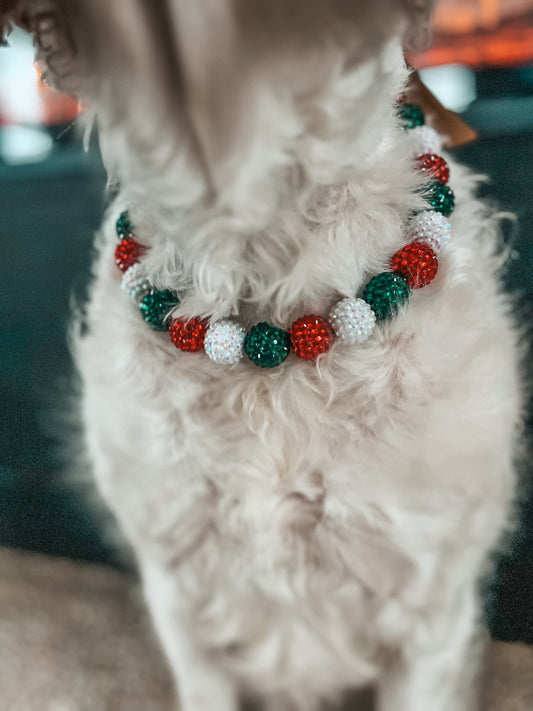 Christmas Large Beaded Dog Collar