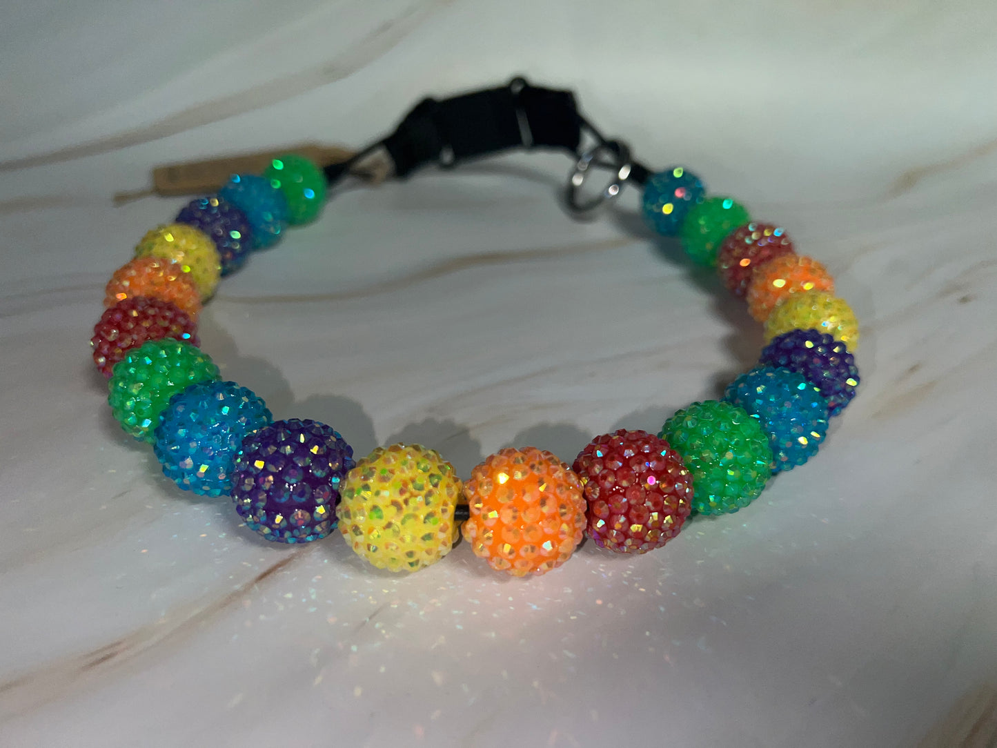 Large Rainbow Beaded Dog Collar