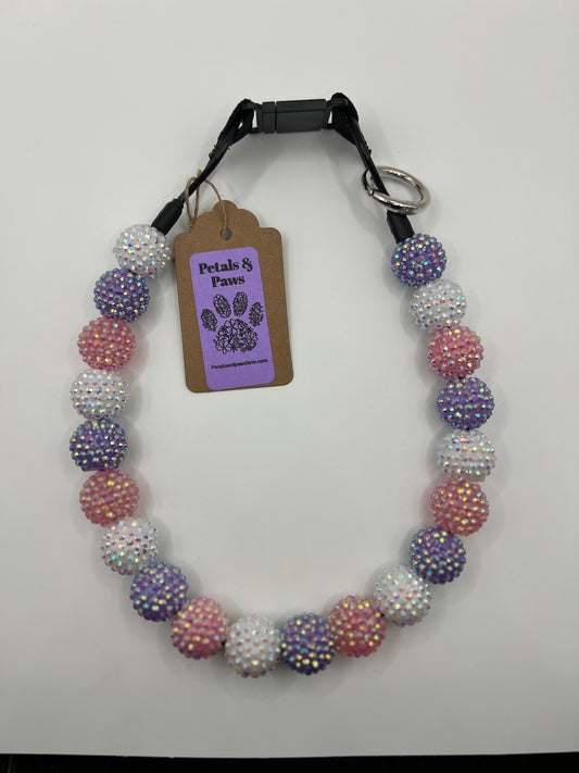 Large Pink Purple Rhinestone Beaded Collar