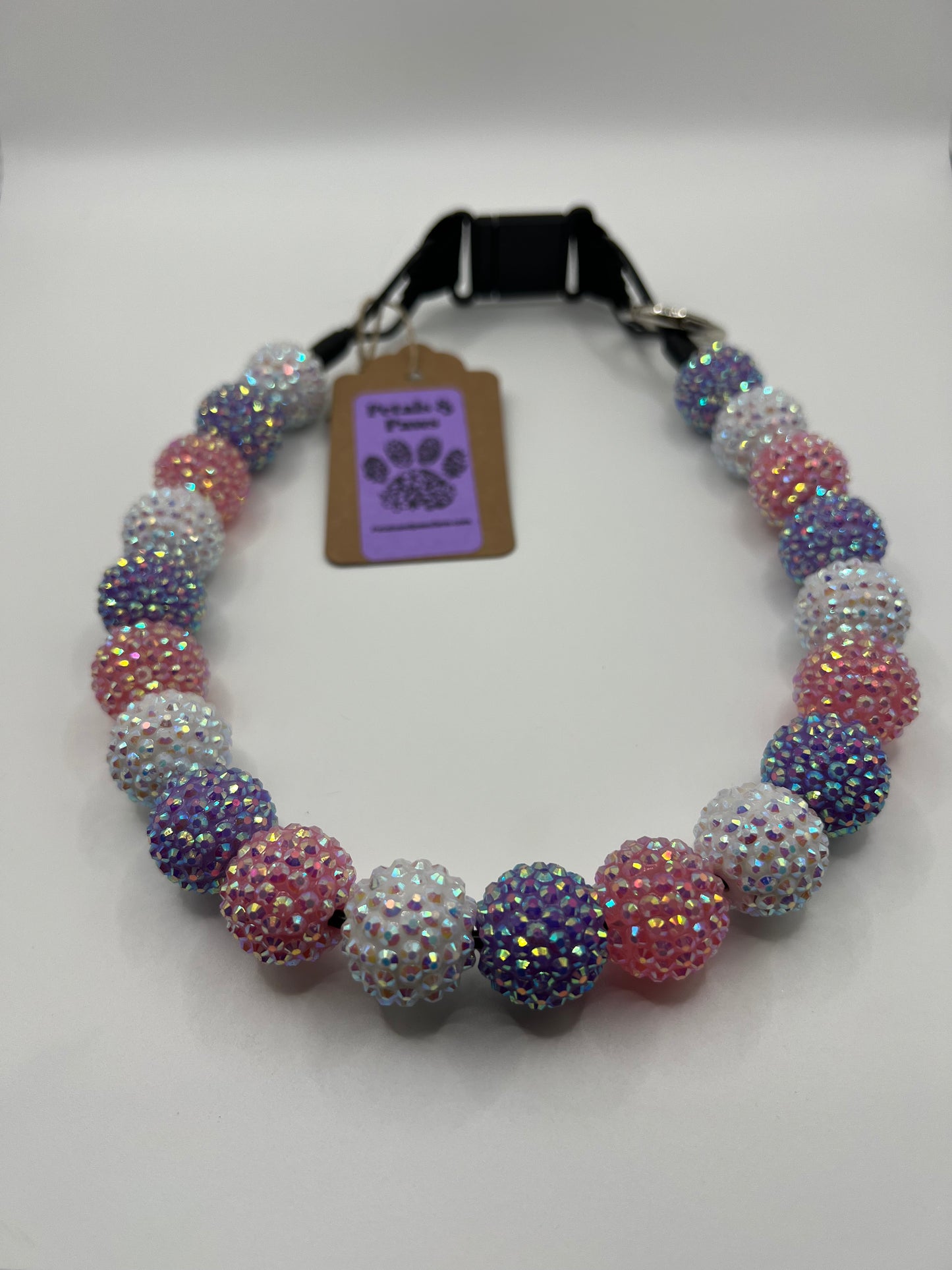 Large Pink Purple Rhinestone Beaded Collar