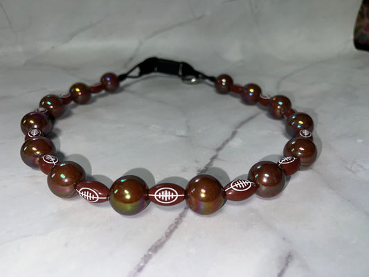 X-Large Football Beaded Dog Collar