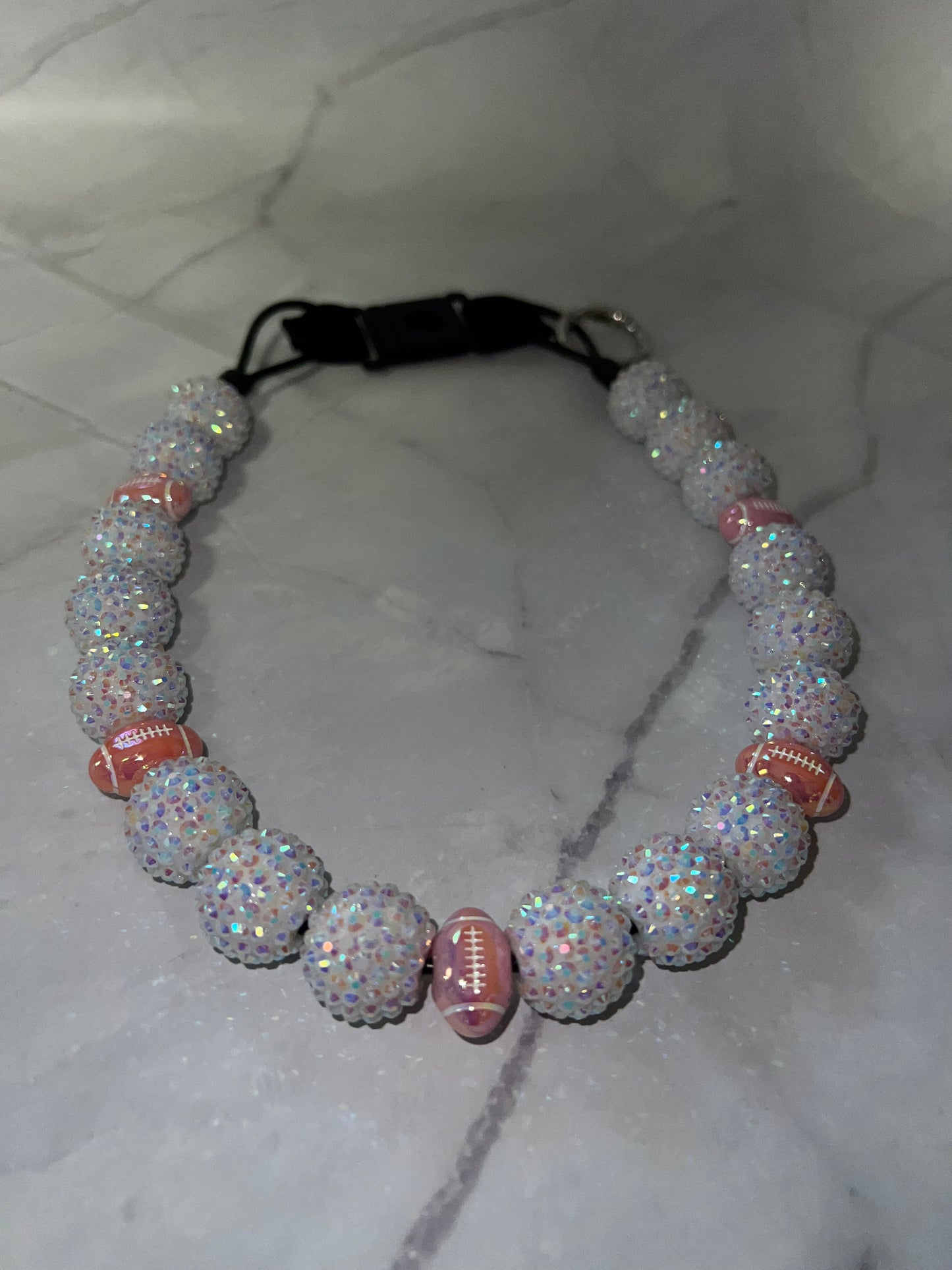 Large Football Beaded Dog Collar