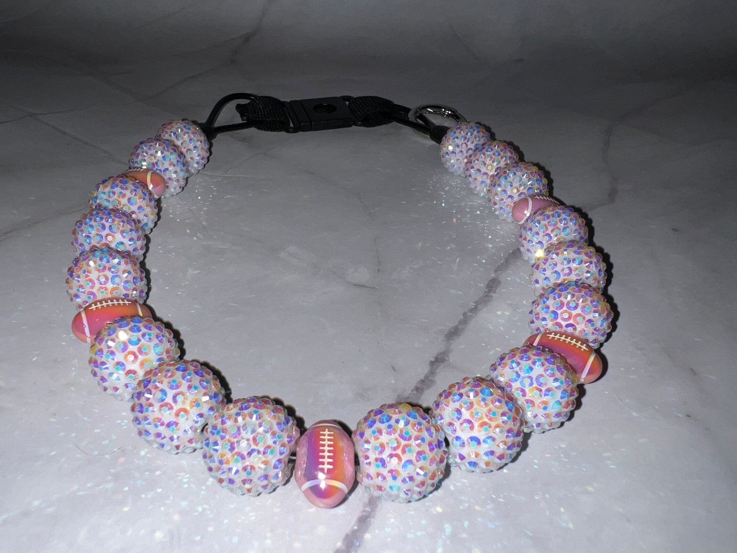 Large Football Beaded Dog Collar