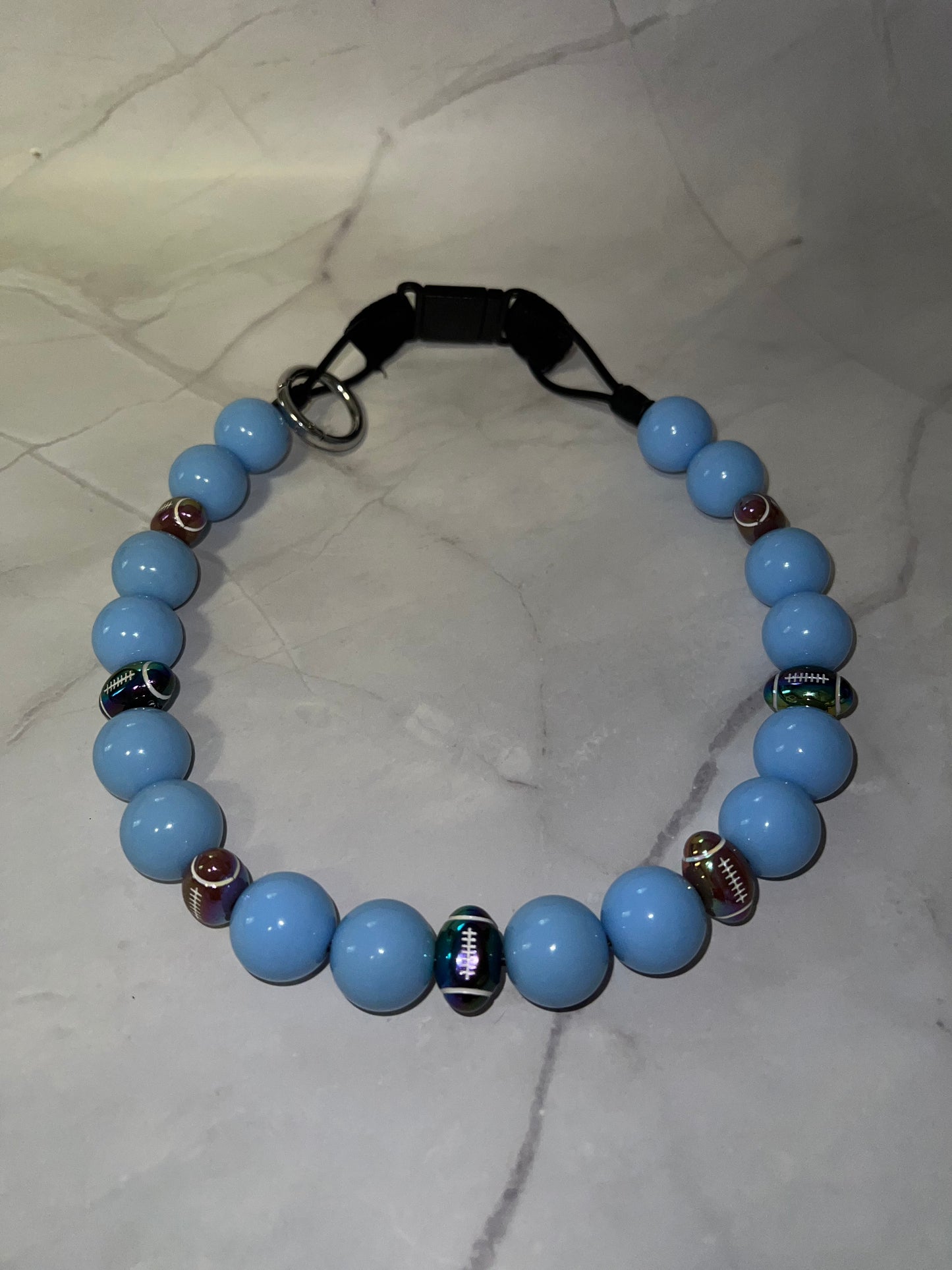 Large Football Beaded Dog Collar