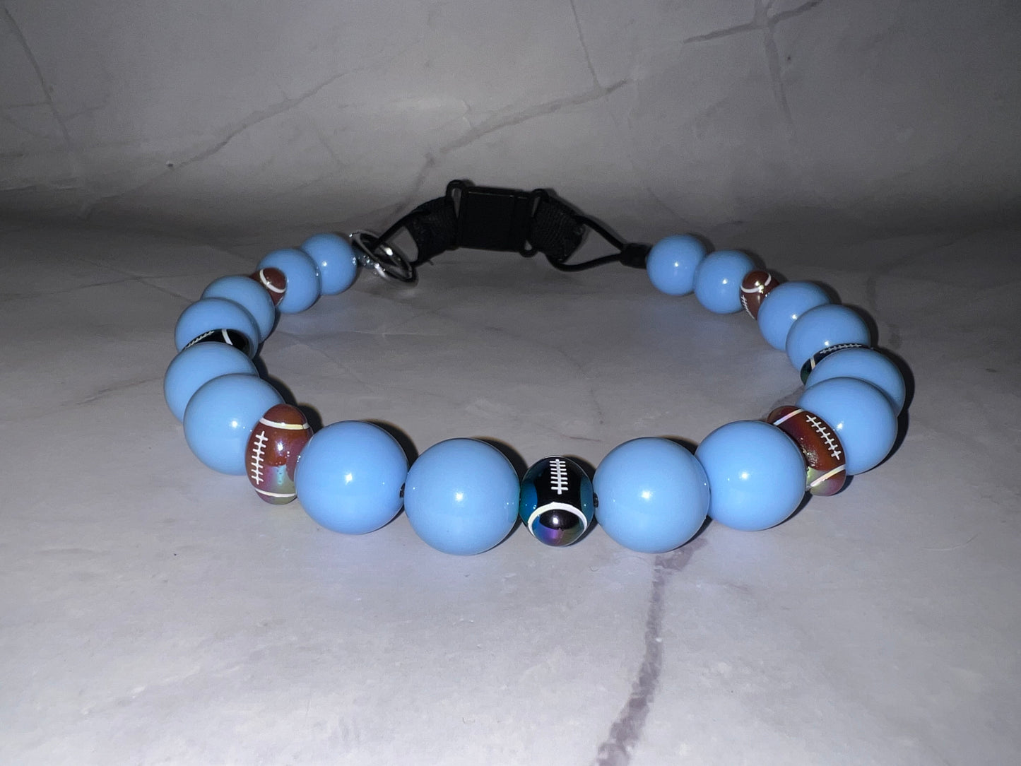 Large Football Beaded Dog Collar
