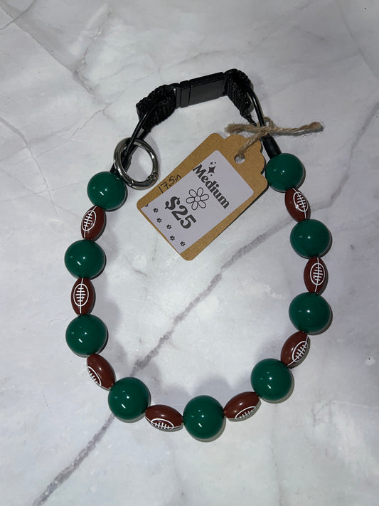Football Beaded Dog Collar