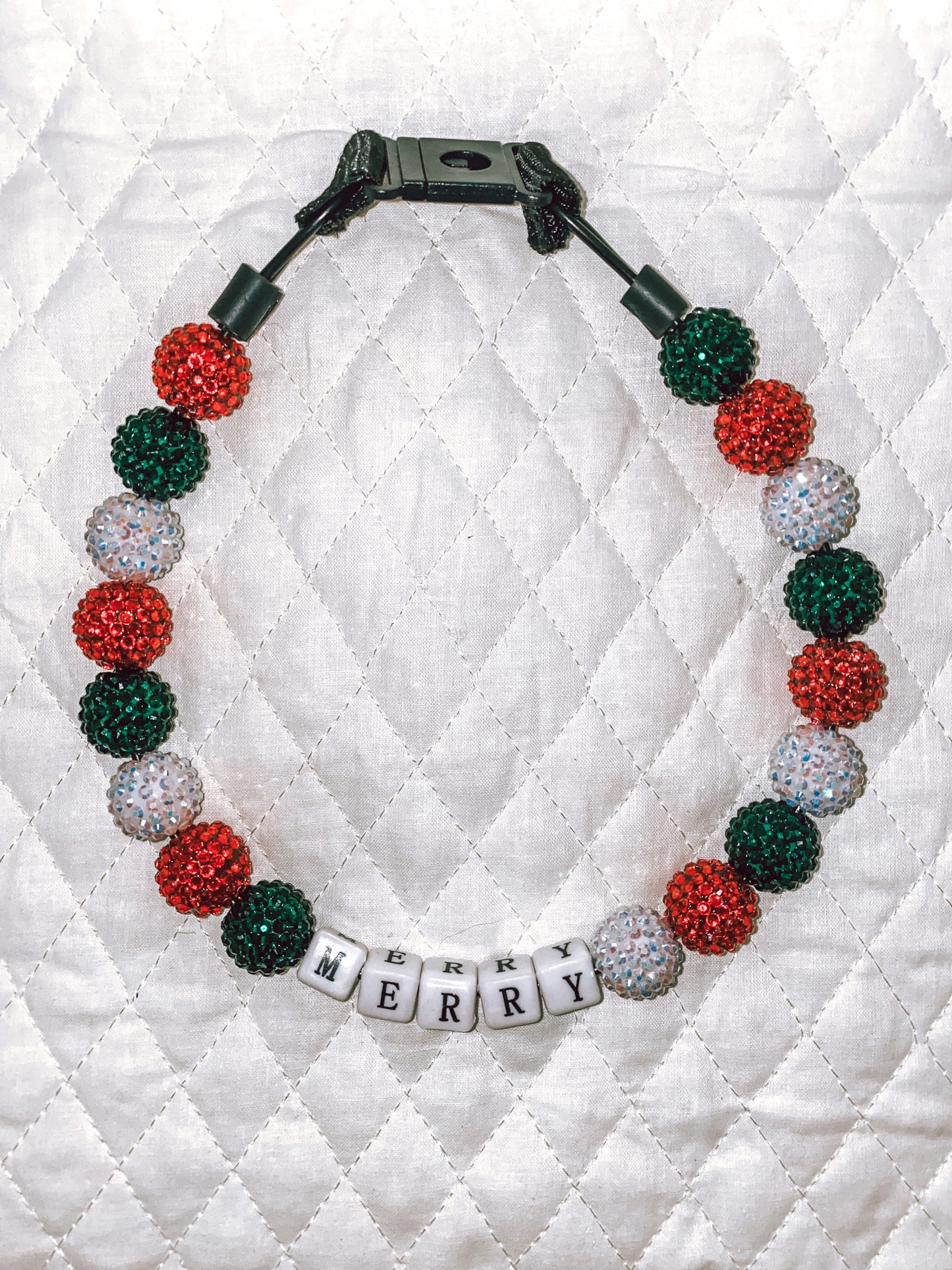 Large Christmas Beaded Dog Collar