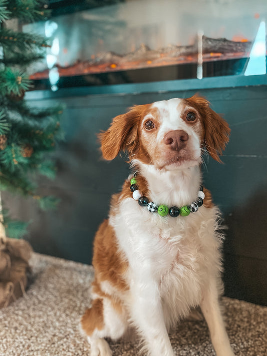 Medium Christmas Beaded Dog Collar