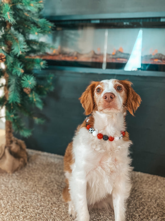 Medium Christmas Beaded Dog Collar