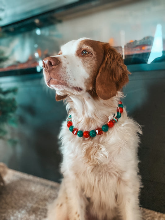 Large Christmas Beaded Dog Collar