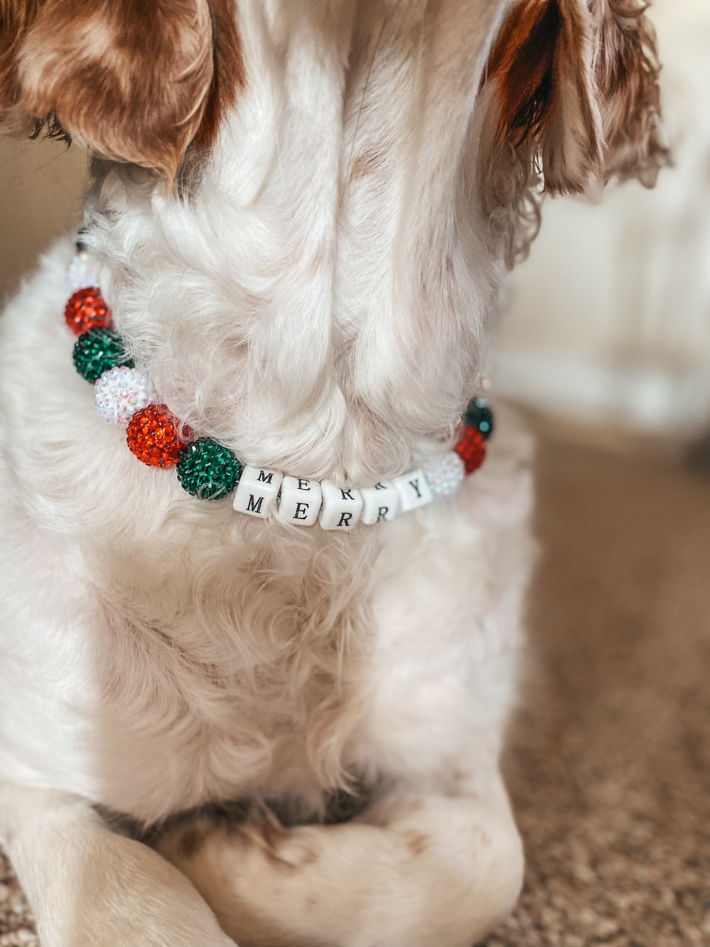 Large Christmas Beaded Dog Collar