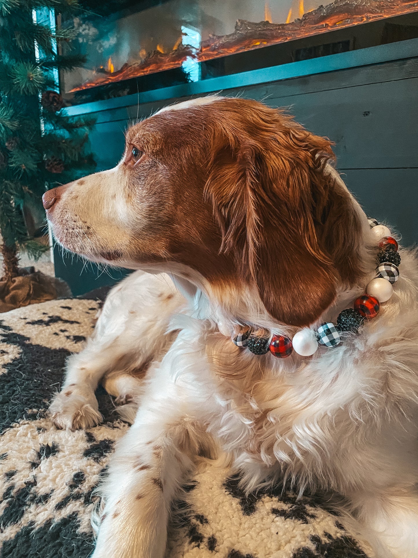 Large Christmas Beaded Dog Collar