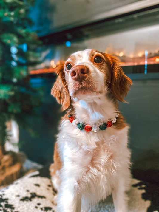 Medium Christmas Beaded Dog Collar