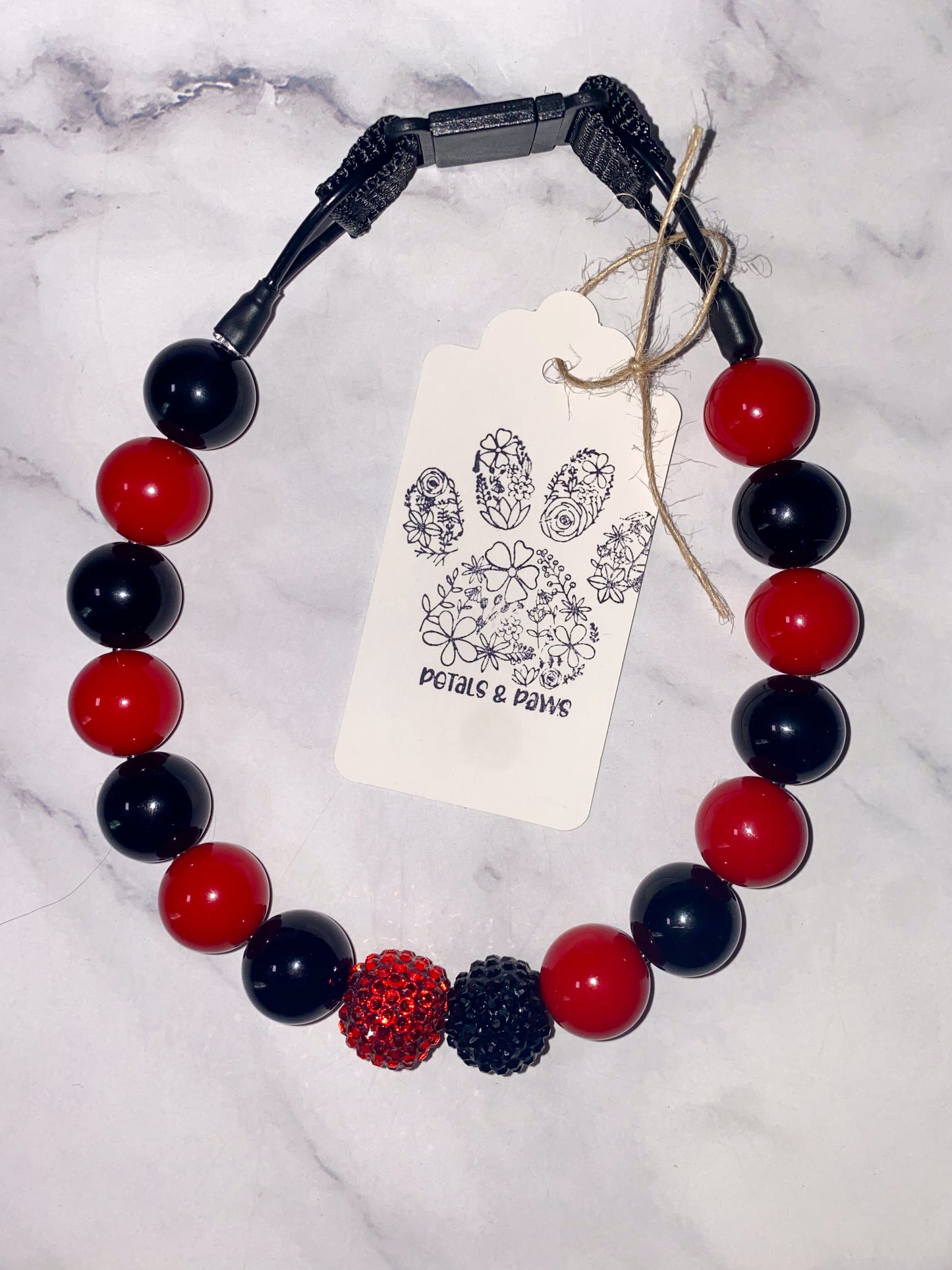 Medium Valentines Beaded Dog Collar